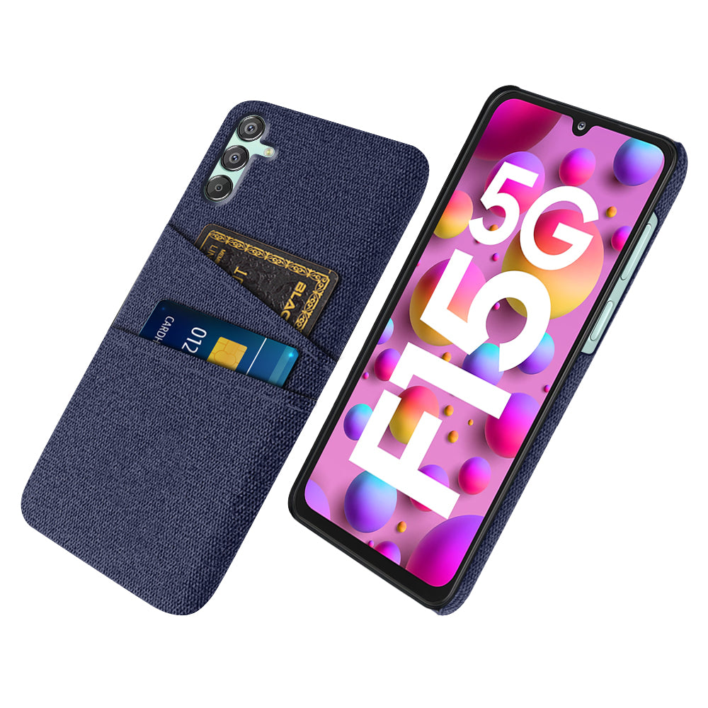For Samsung Galaxy F15 5G / M15 5G Case Cloth+PC Cell Phone Basic Back Cover with 2 Card Slots For Samsung Galaxy F15 5G / M15 5G Case Cloth+PC Cell Phone Basic Back Cover with 2 Card Slots